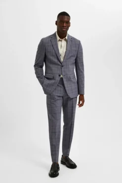 Americana Slim Fit De Cuadros Con Bolsillos^Selected Clearance