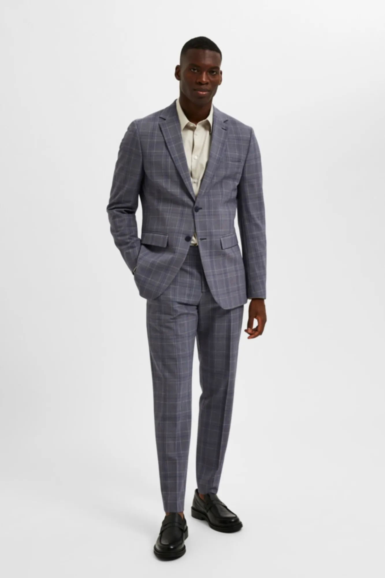 Americana Slim Fit De Cuadros Con Bolsillos^Selected Clearance