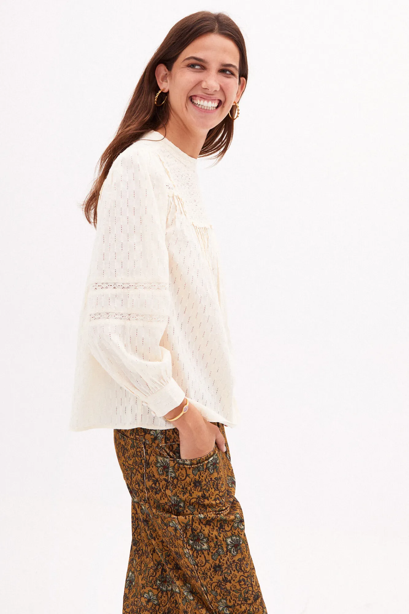 Blanca Blusa Algodon Romantica^Hoss Intropia Discount