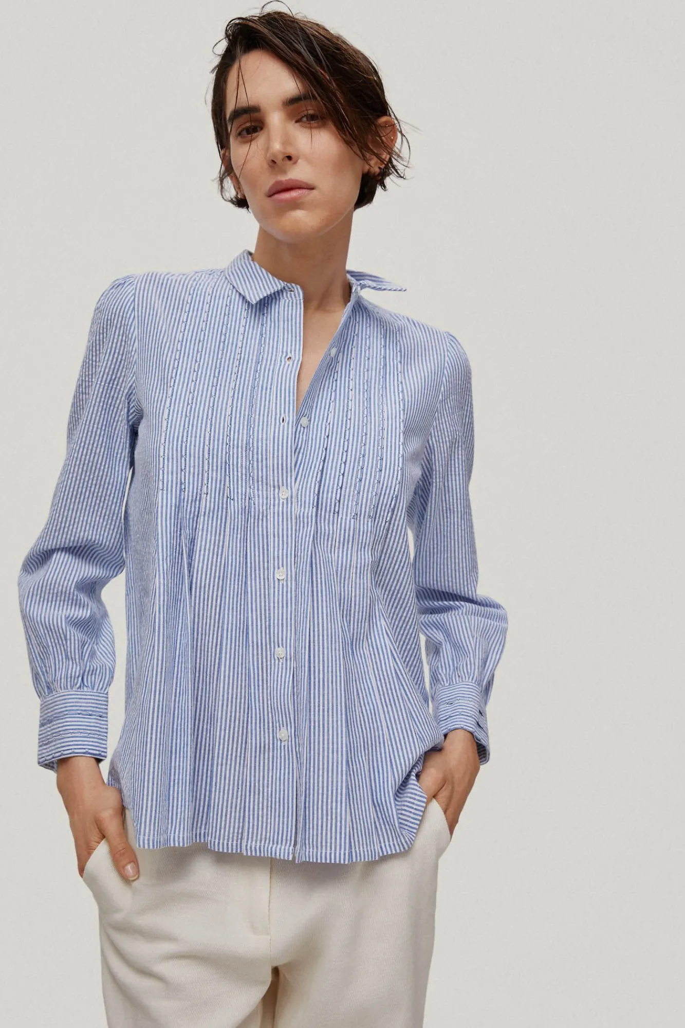 Blusa De Algodon Con Raya Tejida^Pedro del Hierro Fashion