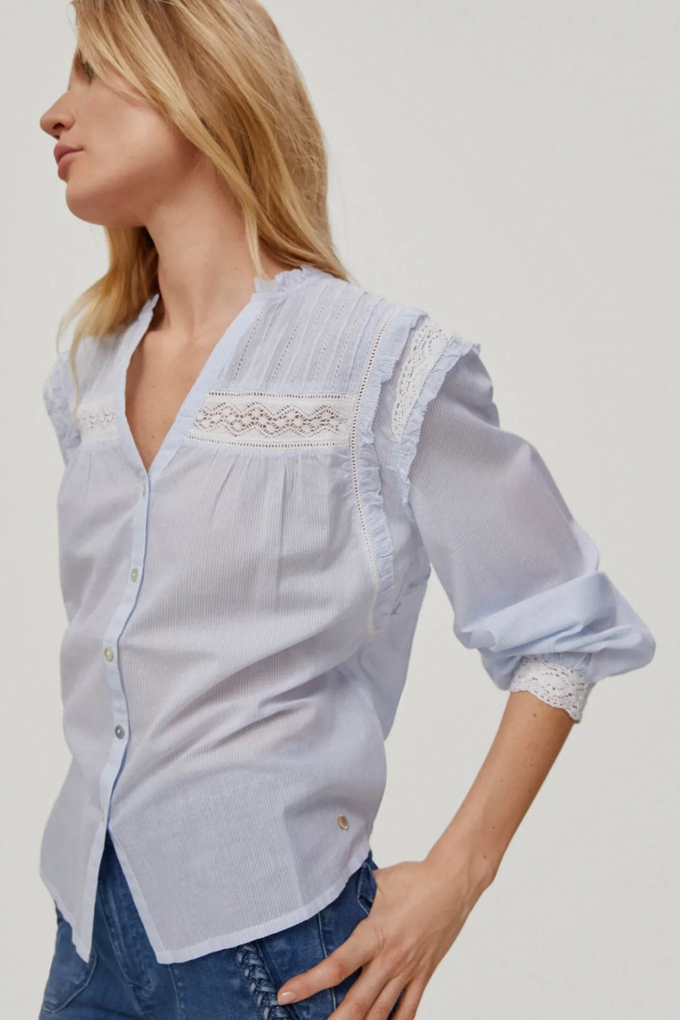 Blusa En Rayas Con Cintas^Pedro del Hierro New