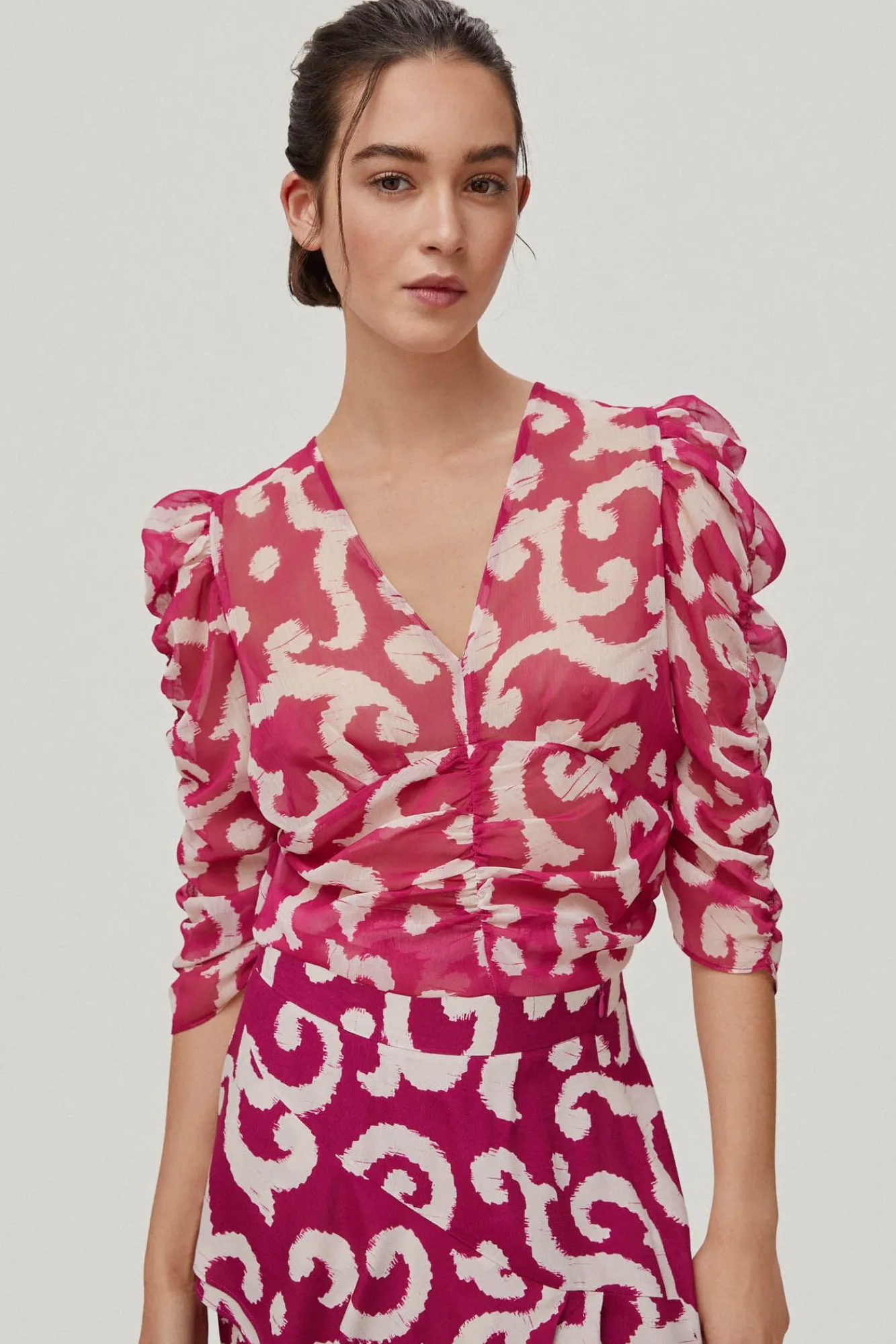 Blusa Estampada Con Frunce^Pedro del Hierro Hot