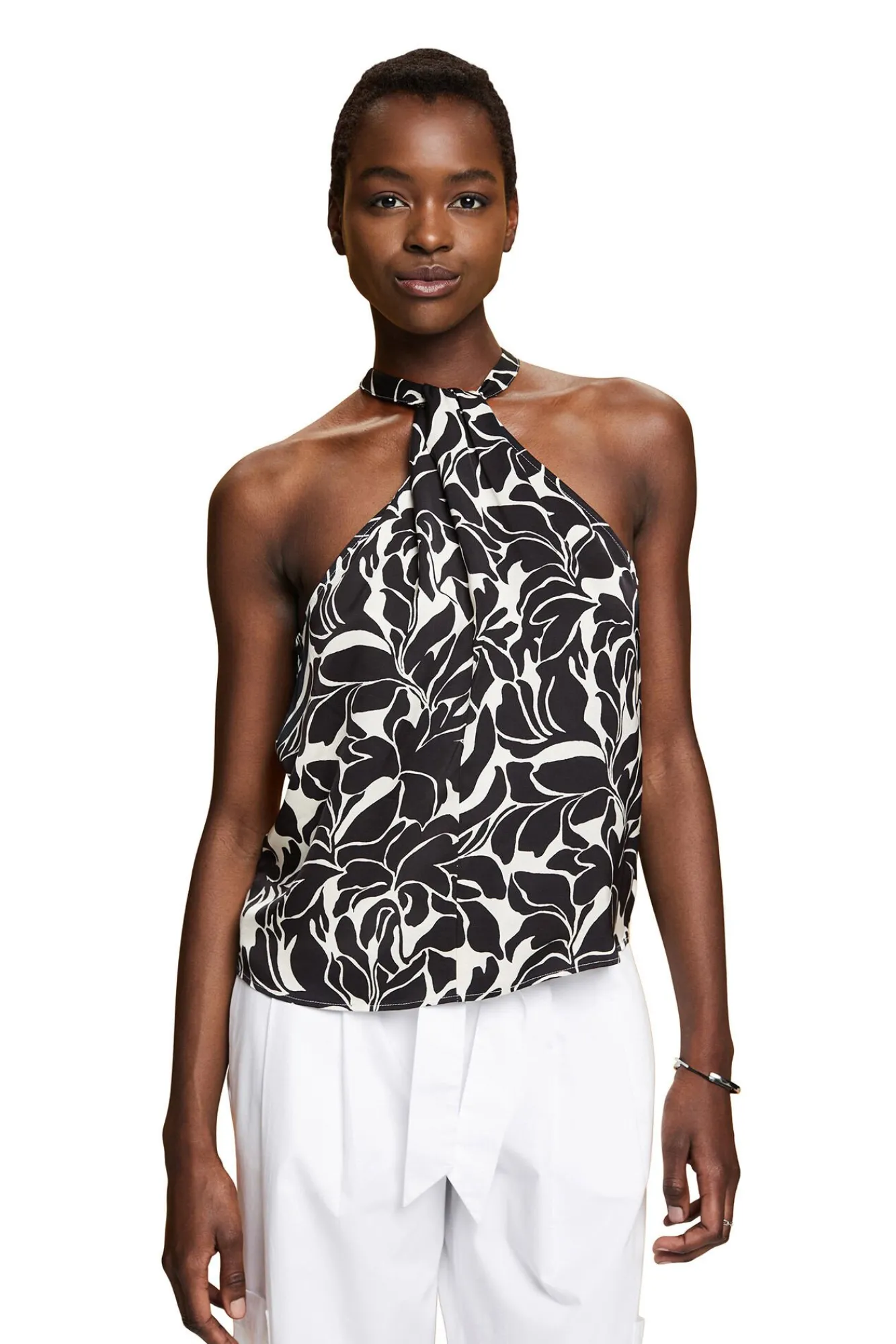 Blusa Holgada Estampada Cuello Halter^Esprit Discount
