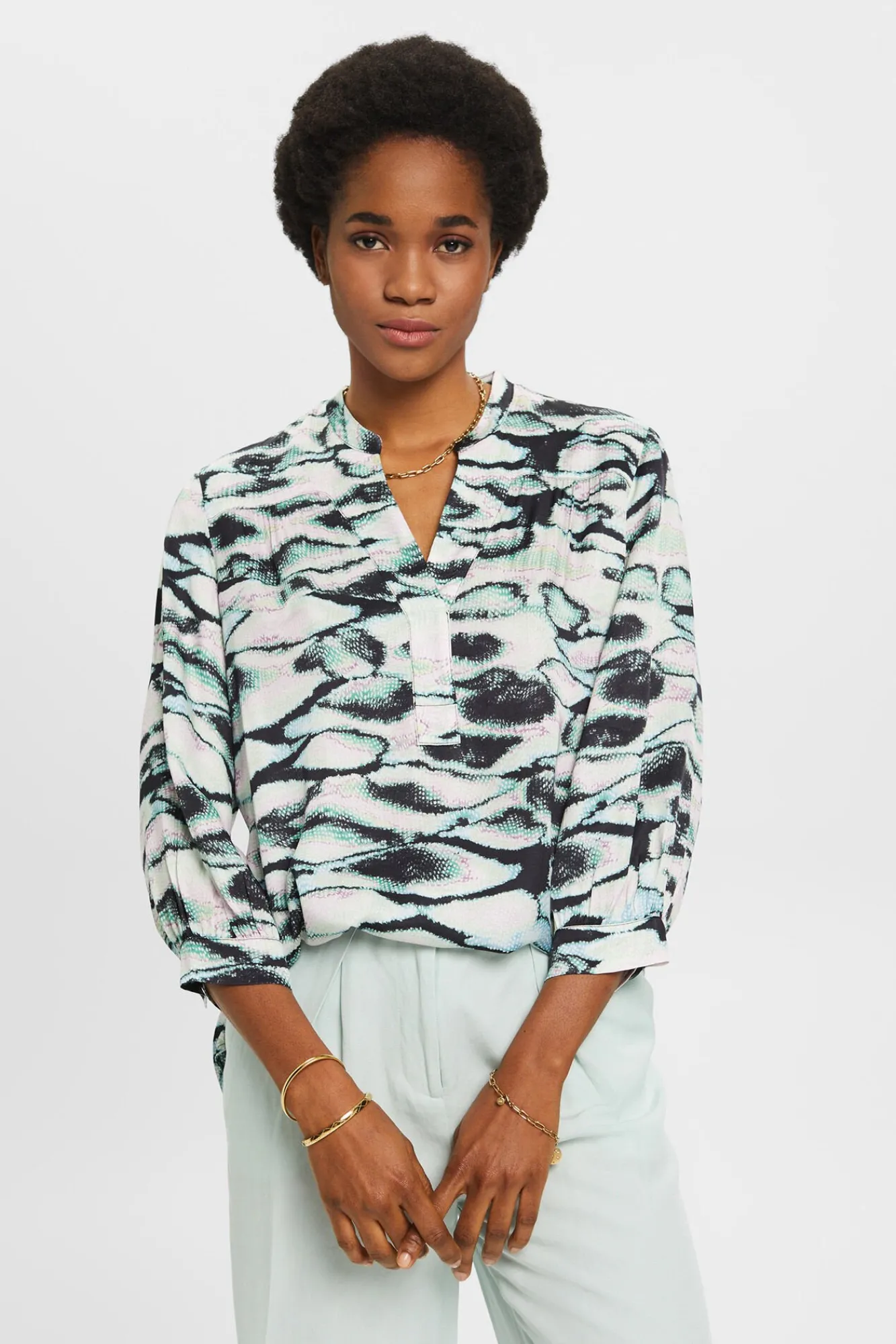 Blusa Oversized Animal Print Satinada^Esprit Best Sale