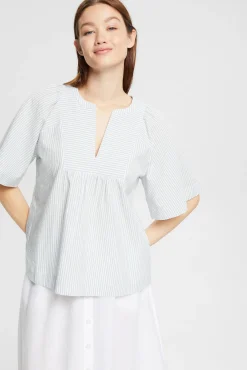 Blusa Rayas Con Lino Manga 3/4^Esprit Hot