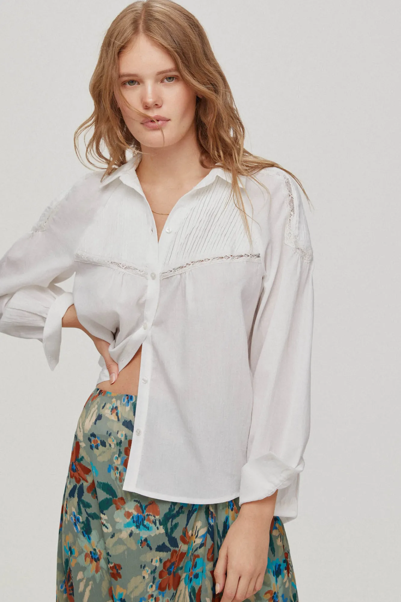 Blusa Romantica Con Jaretas^Pedro del Hierro Best Sale