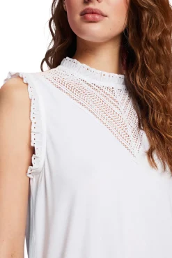 Blusa Sin Mangas Cuello Ruffle Viscosa^Esprit Clearance