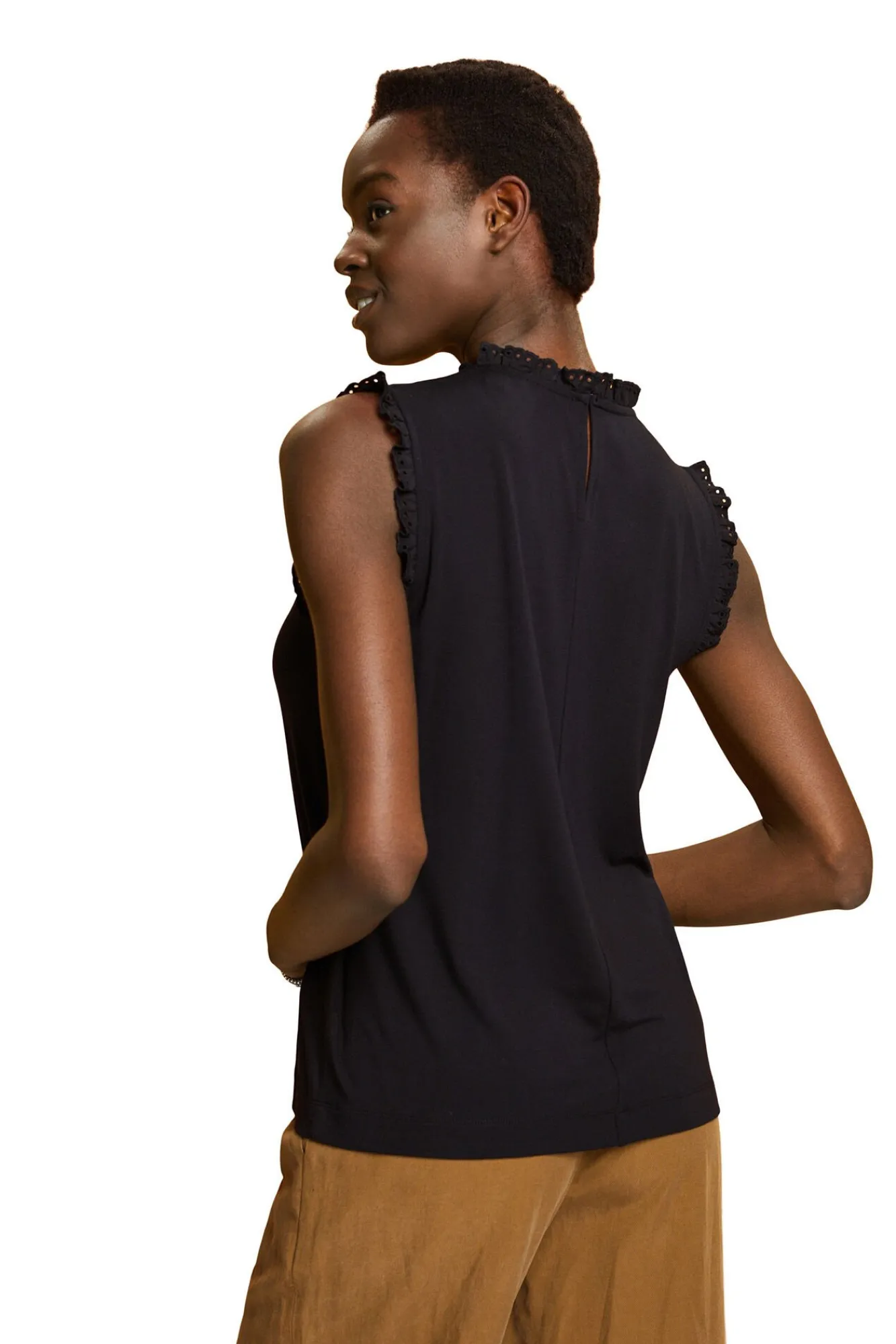 Blusa Sin Mangas Cuello Ruffle Viscosa^Esprit Fashion