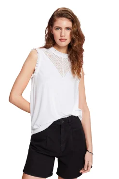 Blusa Sin Mangas Cuello Ruffle Viscosa^Esprit Clearance