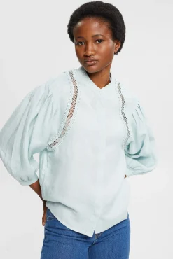 Blusa Volumen Cuello Mao Lino^Esprit Online