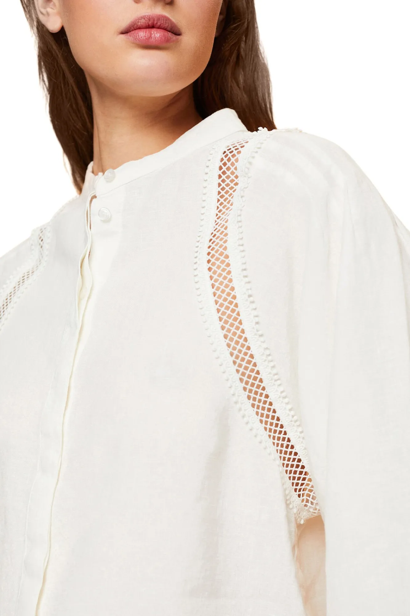 Blusa Volumen Cuello Mao Lino^Esprit Cheap