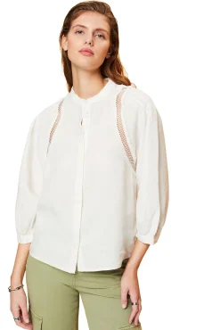 Blusa Volumen Cuello Mao Lino^Esprit Cheap