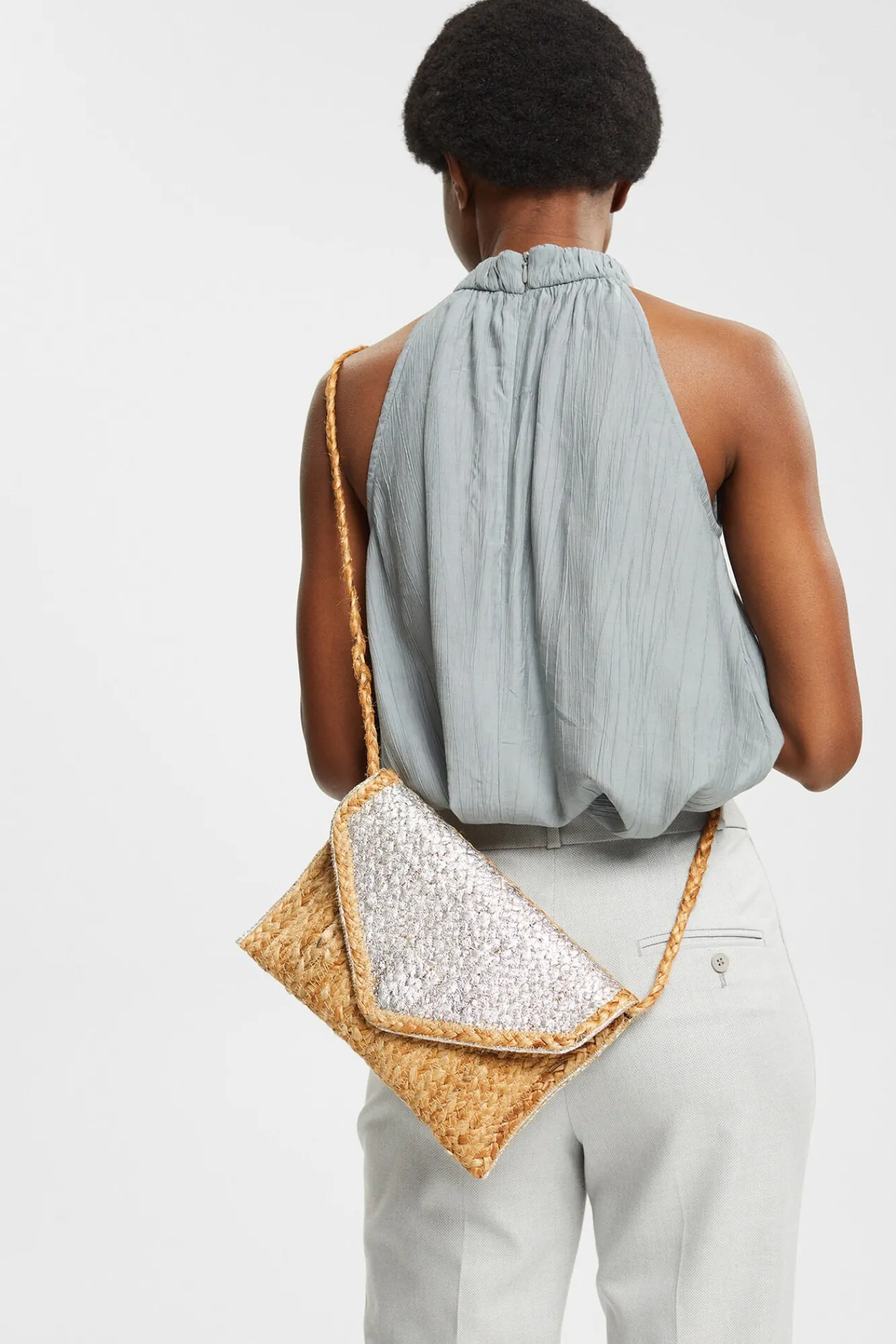 Bolso Clutch Tejido Yute Color Block^Esprit Outlet
