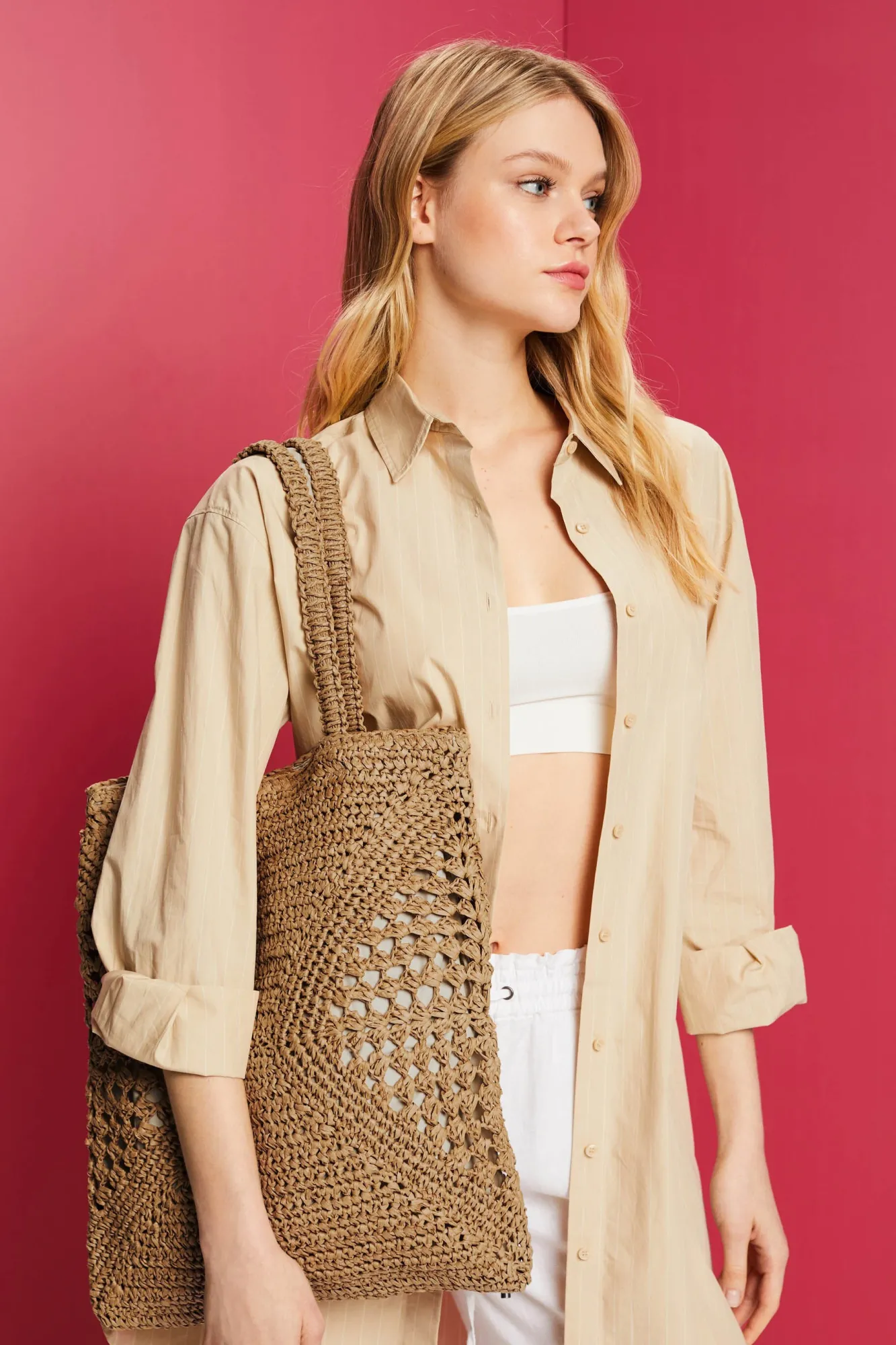 Bolso Shopper Tejido Trenzado Papel^Esprit Discount