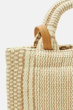 Bolso Tejido Color Block Con Fibra De Yute^Esprit New