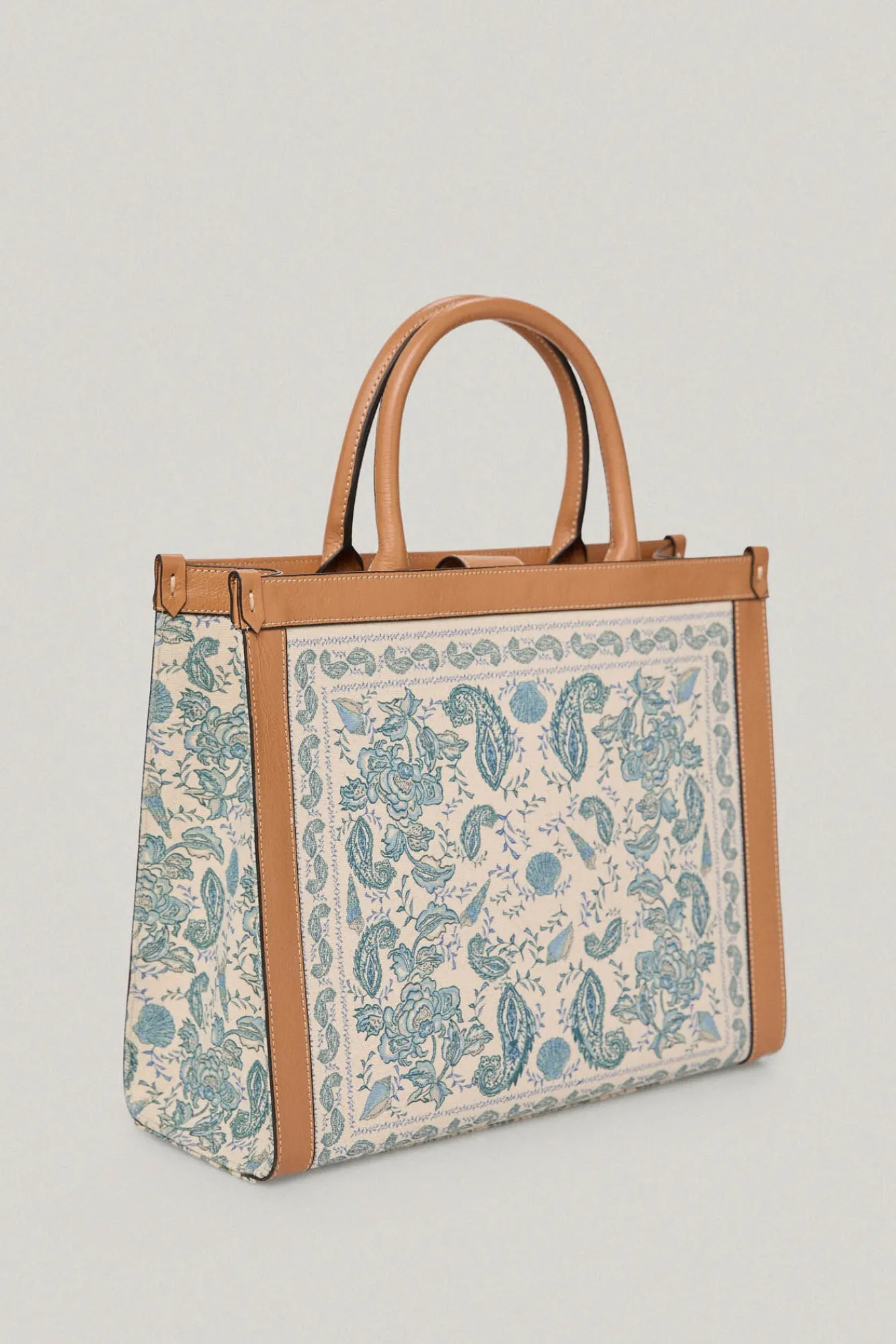 Bolso Tote De Canvas Estampado Marino Y Piel^Pedro del Hierro Store