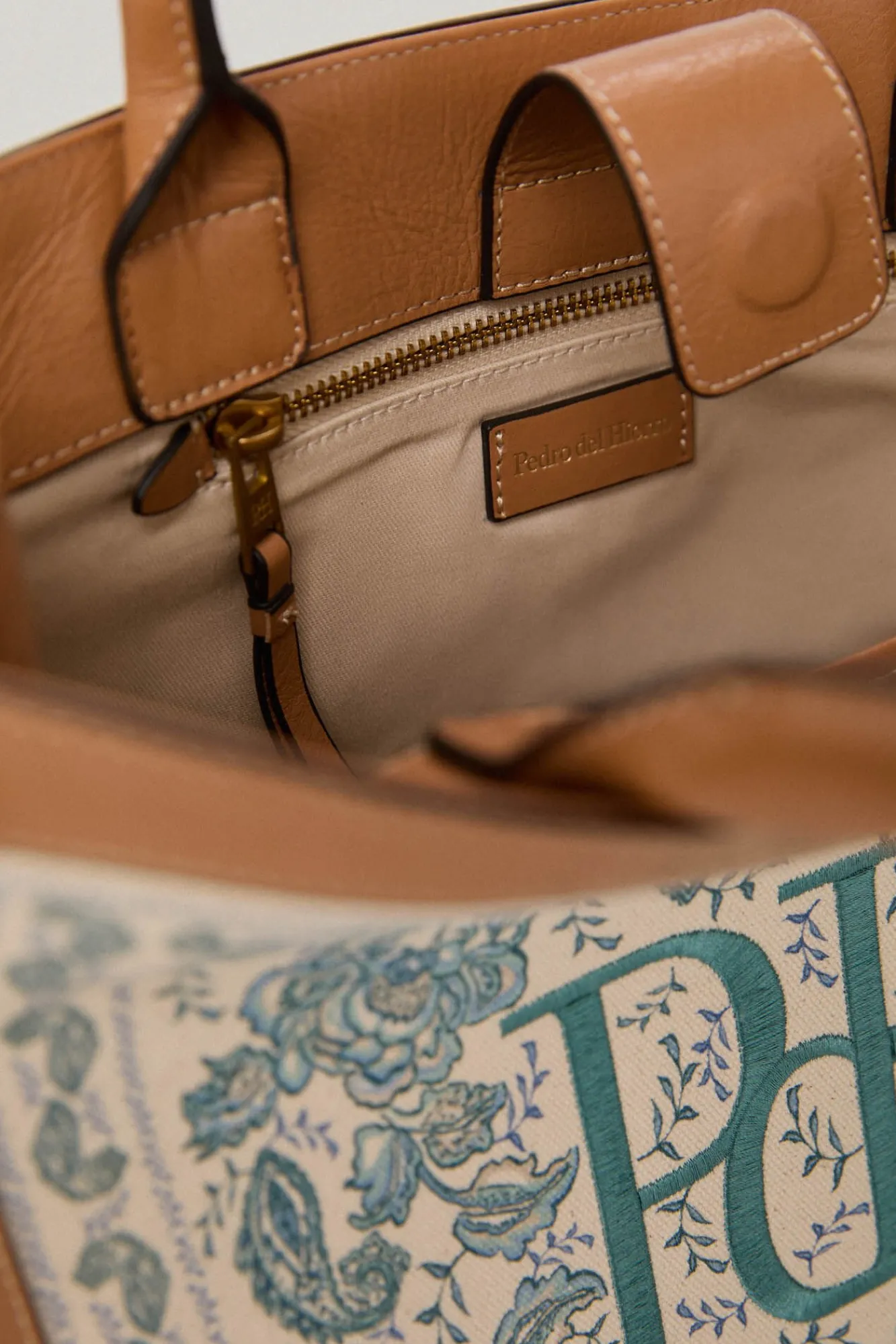 Bolso Tote De Canvas Estampado Marino Y Piel^Pedro del Hierro Store
