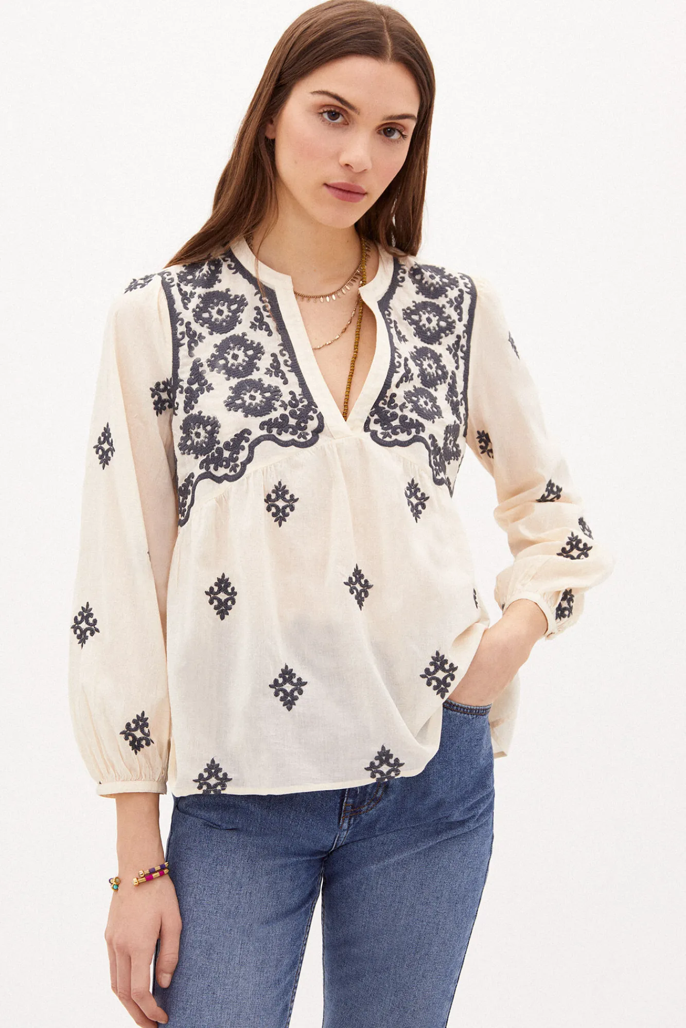 Cala Blusa De Algodon Bordada^Hoss Intropia Discount