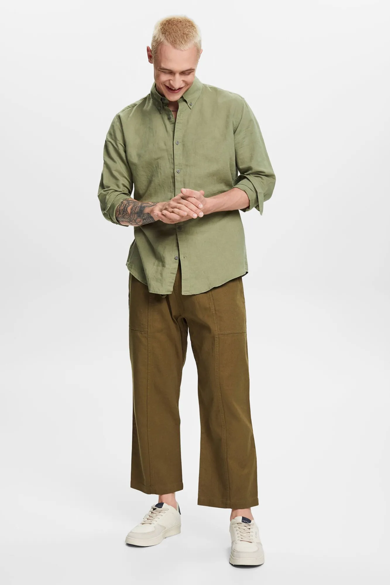 Camisa Basica Regular Fit Con Lino^Esprit Outlet