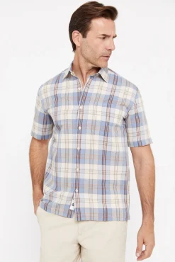 Camisa Cuadros Lino Algodon Manga Corta^Cortefiel Flash Sale