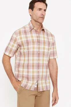 Camisa Cuadros Lino Algodon Manga Corta^Cortefiel Best Sale