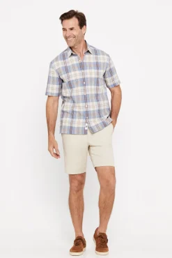 Camisa Cuadros Lino Algodon Manga Corta^Cortefiel Flash Sale