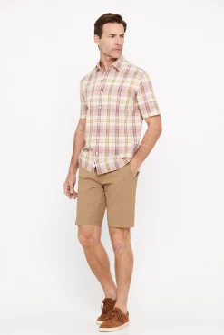 Camisa Cuadros Lino Algodon Manga Corta^Cortefiel Best Sale