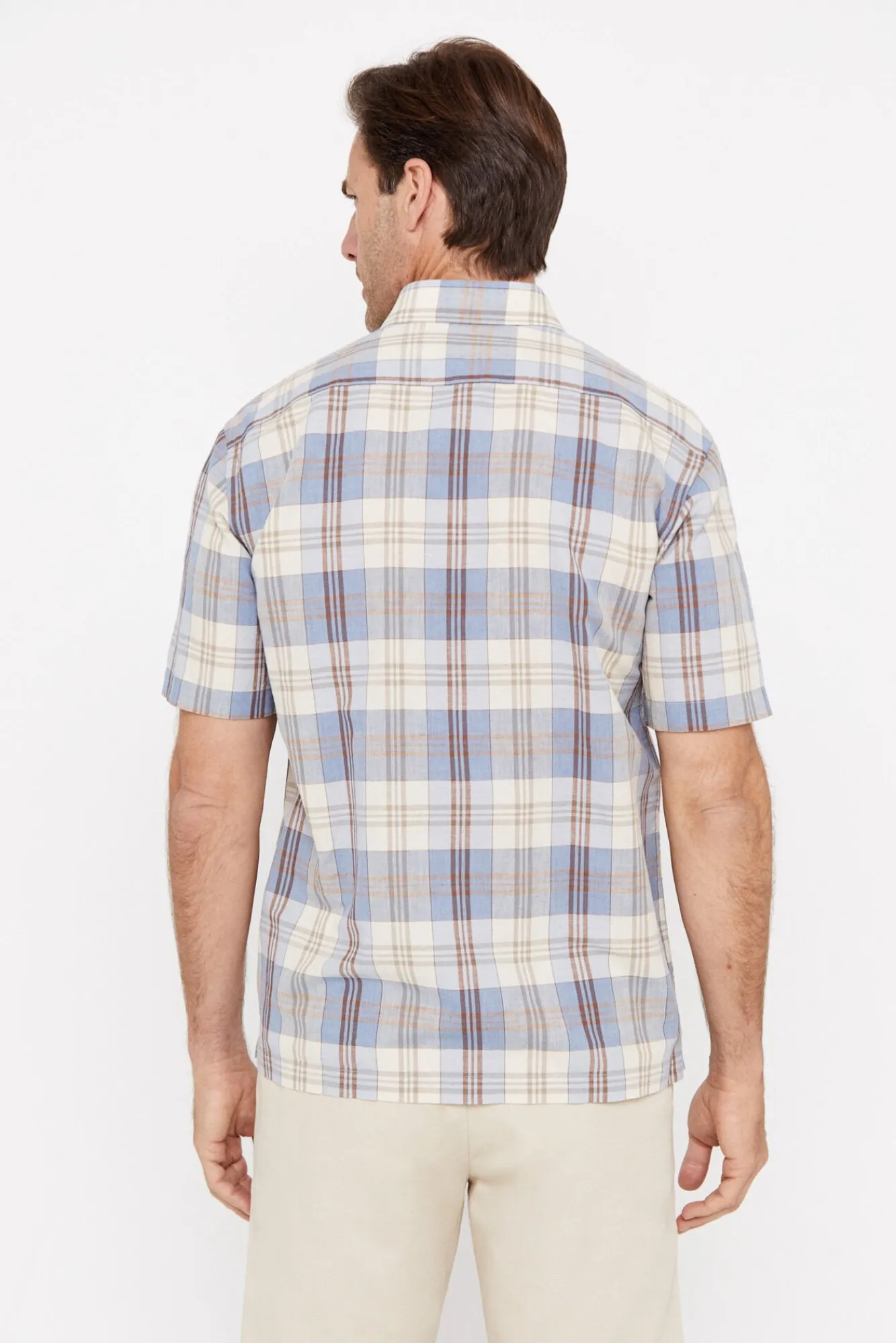 Camisa Cuadros Lino Algodon Manga Corta^Cortefiel Flash Sale