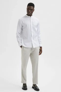 Camisa De Manga Larga Y Cuello Mao De Lino Y Algodon Organico.^Selected Fashion