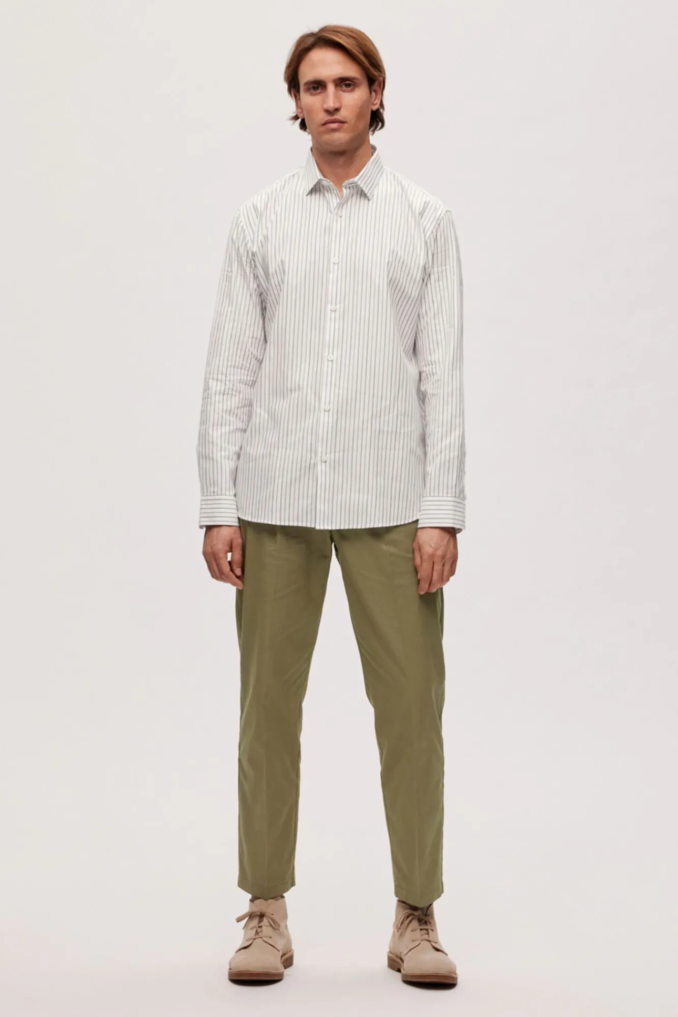 Camisa De Vestir De Manga Larga Algodon Organico^Selected Outlet