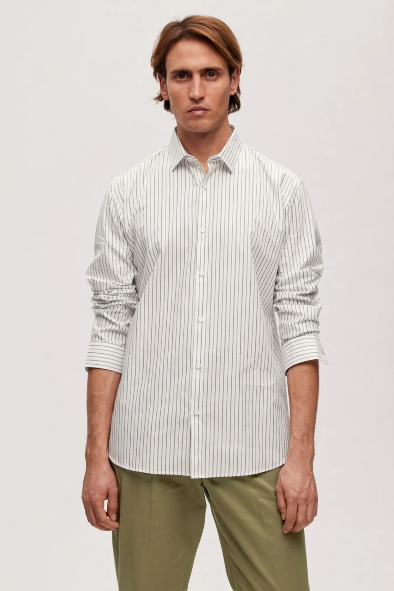 Camisa De Vestir De Manga Larga Algodon Organico^Selected Outlet