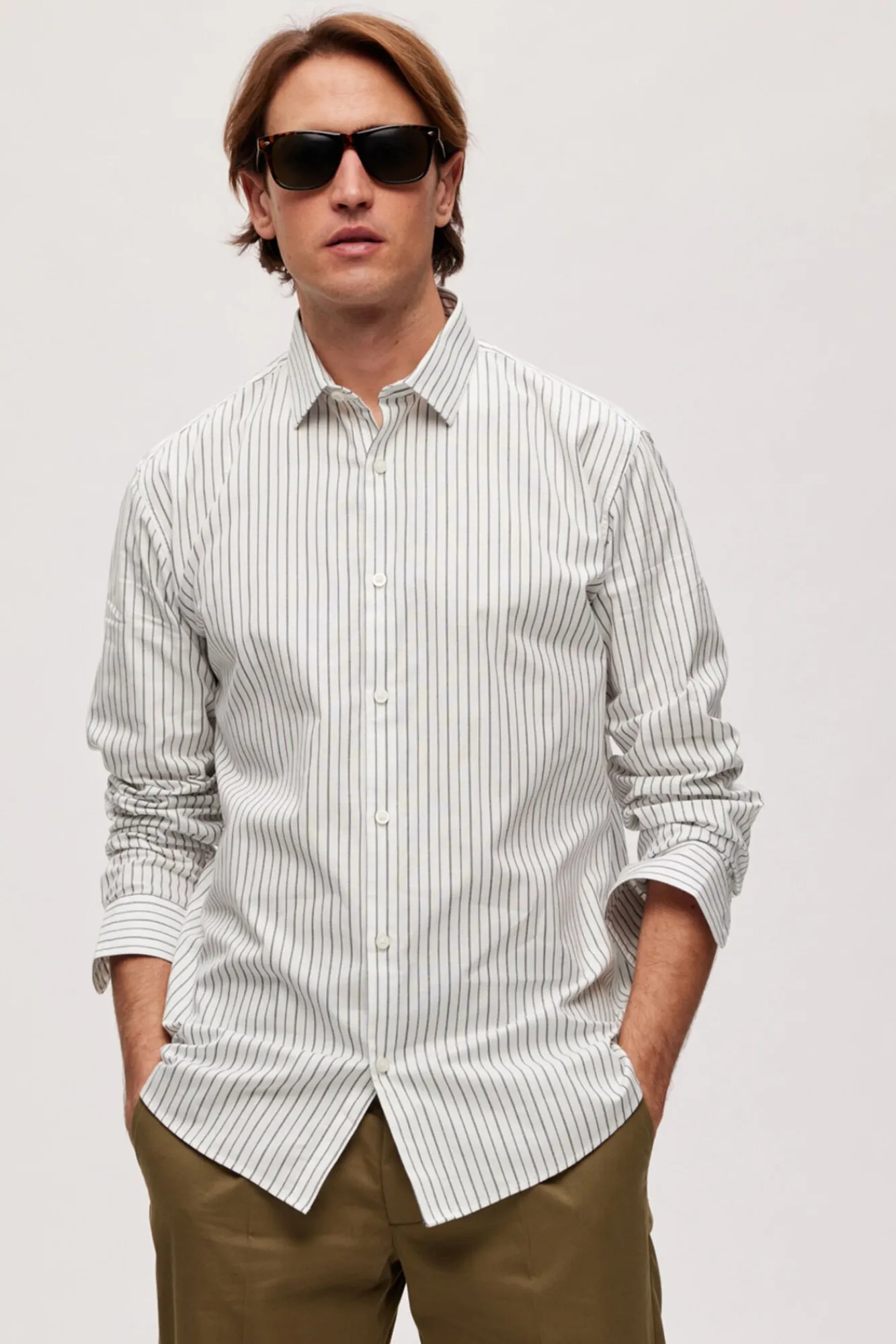 Camisa De Vestir De Manga Larga Algodon Organico^Selected Outlet