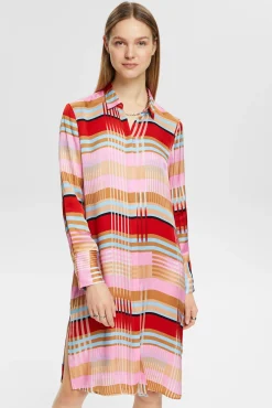 Camisa Larga Cuadros Satinada Viscosa^Esprit Clearance