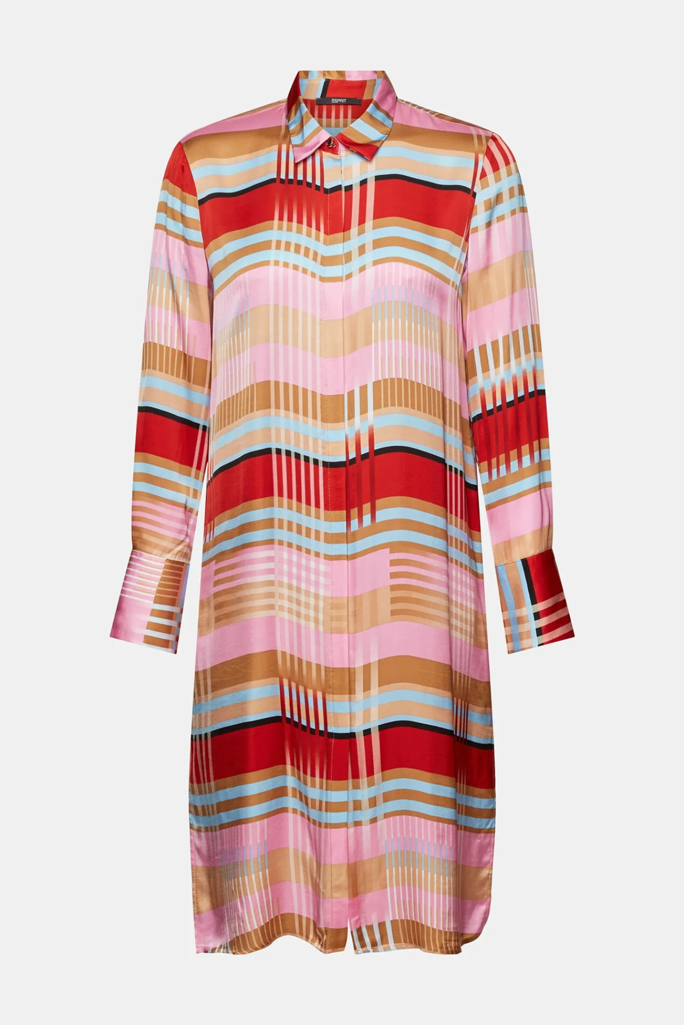 Camisa Larga Cuadros Satinada Viscosa^Esprit Clearance