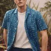 Camisa Lino Manga Corta Estampado Patch^Ooto Outlet