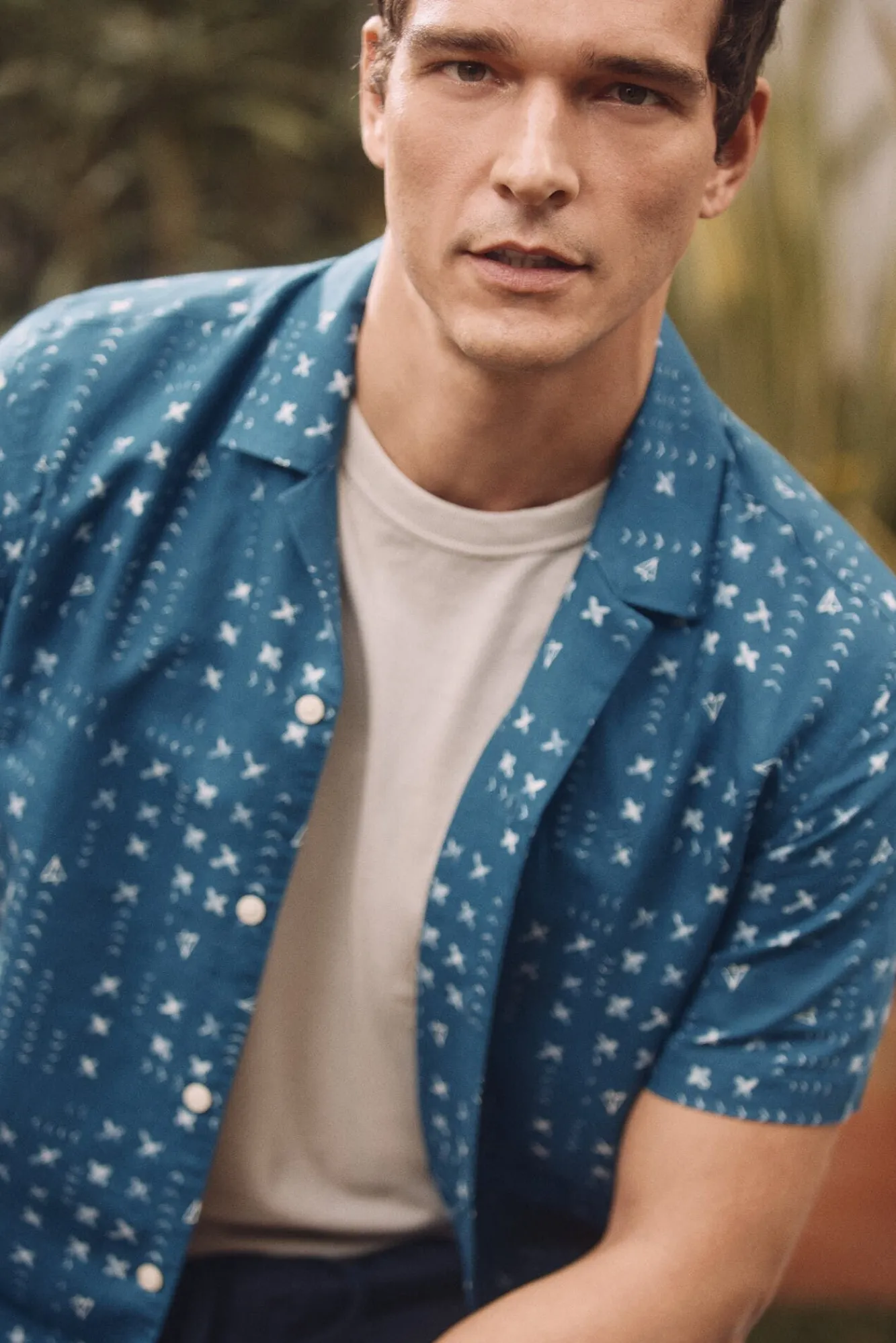 Camisa Lino Manga Corta Estampado Patch^Ooto Outlet