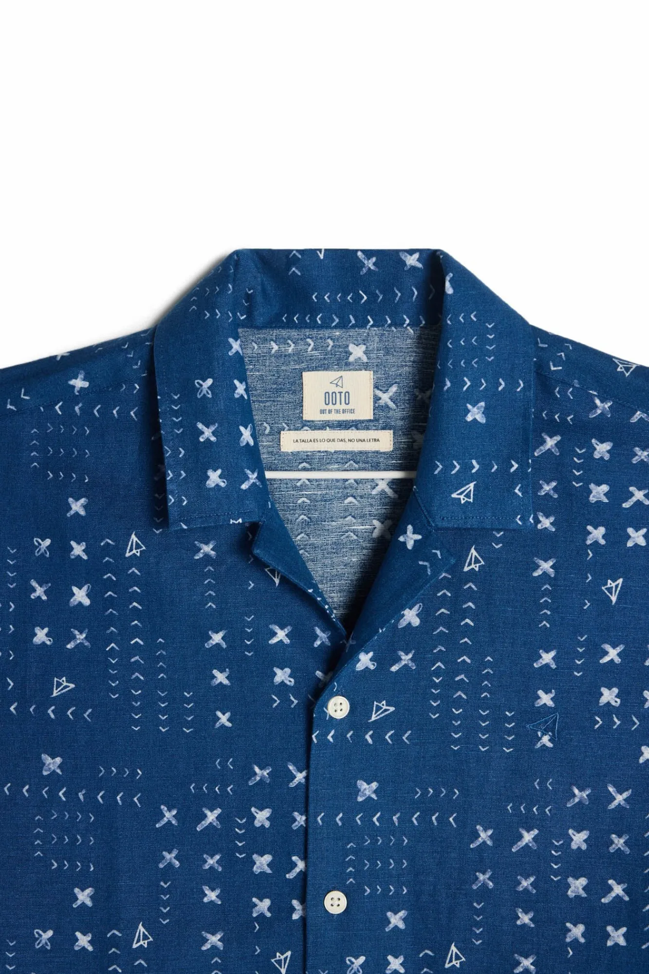 Camisa Lino Manga Corta Estampado Patch^Ooto Outlet