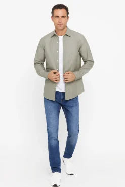 Camisa Lisa Lino Algodon^Cortefiel Cheap
