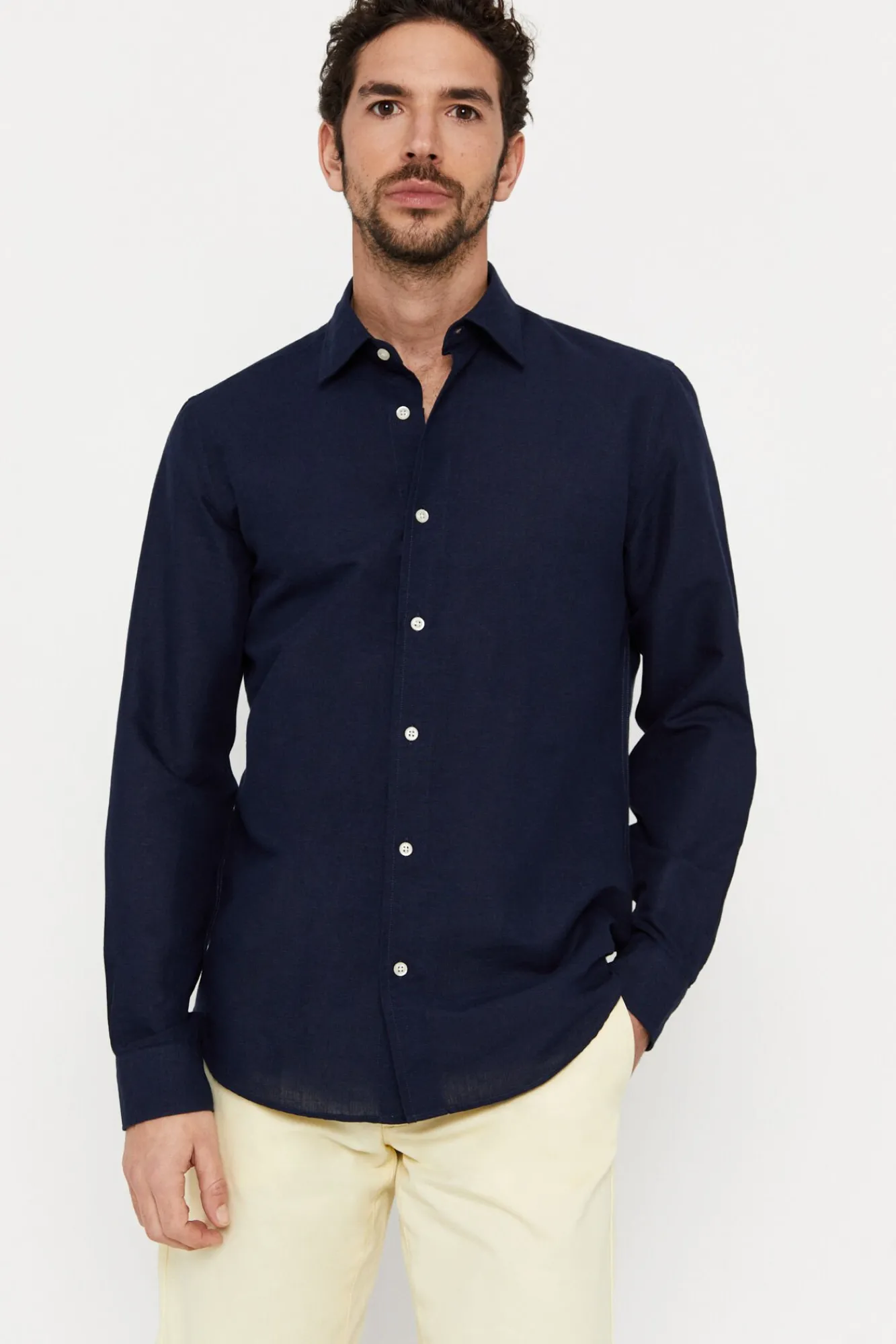Camisa Lisa Lino Algodon^Cortefiel Fashion