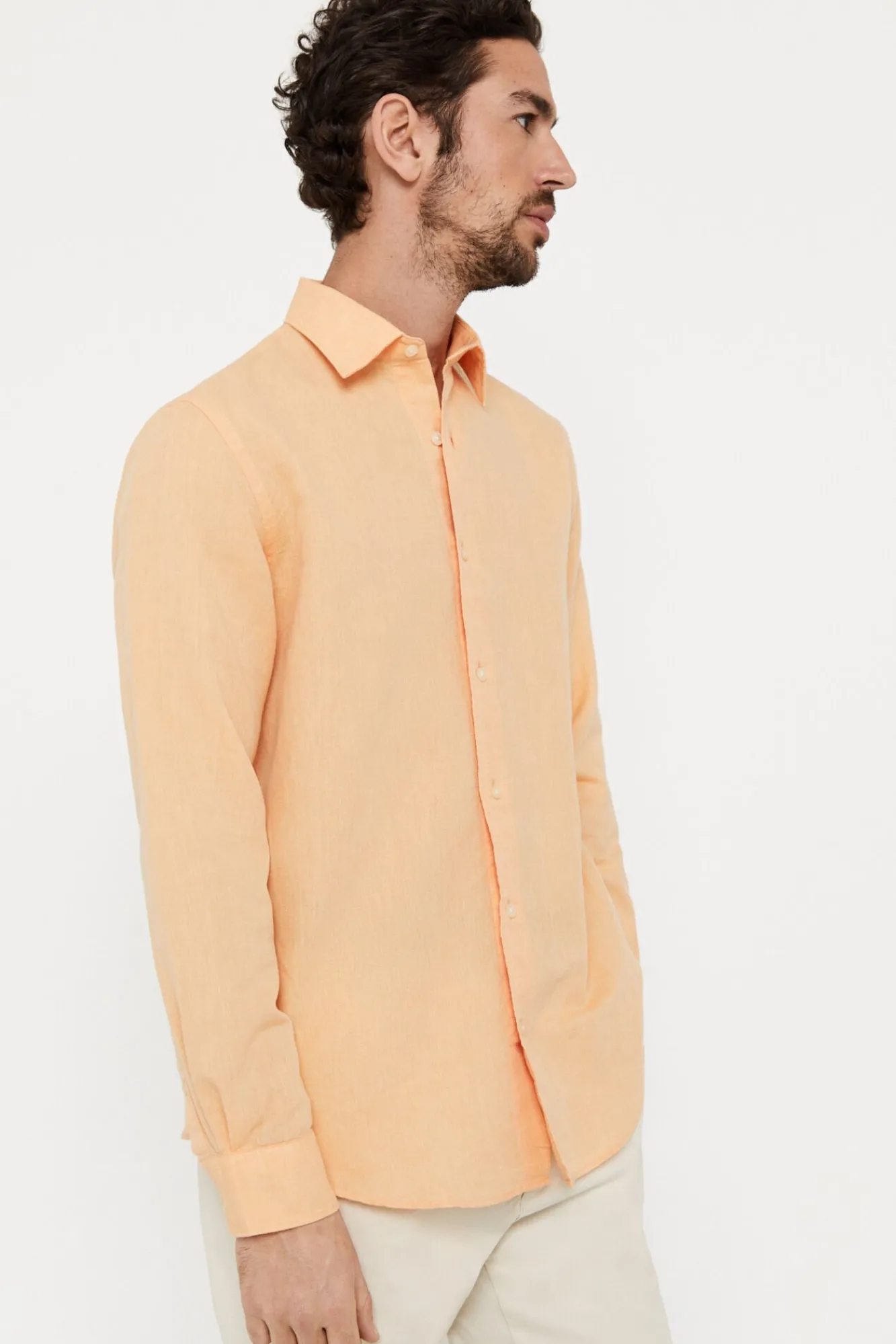 Camisa Lisa Lino Algodon^Cortefiel Cheap