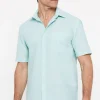 Camisa Lisa Lino Algodon Manga Corta^Cortefiel Shop