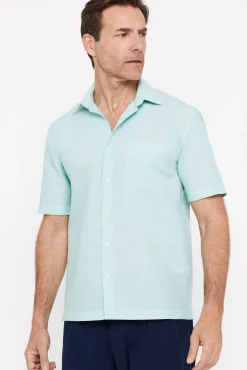 Camisa Lisa Lino Algodon Manga Corta^Cortefiel Shop