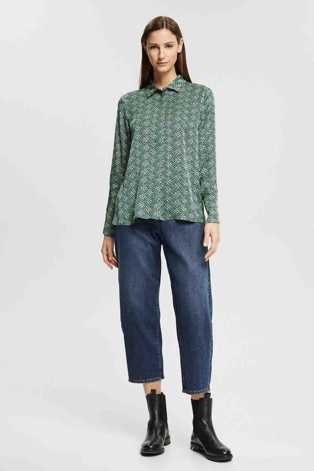 Camisa Satinada Estampada Viscosa^Esprit Store