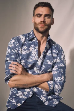 Camisa Slim Estampada Palmeras ^Ooto Hot