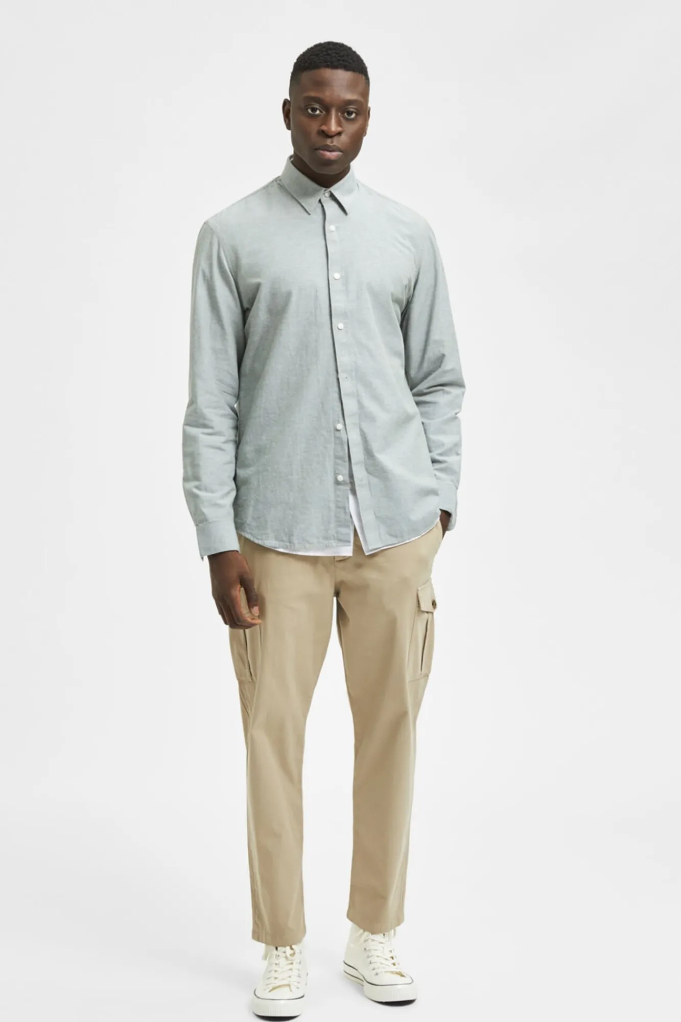 Camisa Slim Fit De Algodon Organico^Selected Best Sale