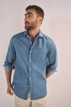Camisa Slim Vaquera Manga Larga ^Ooto Fashion