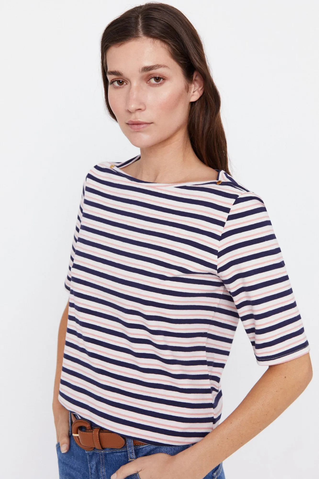 Camiseta Basica Escote Barco^Cortefiel Cheap