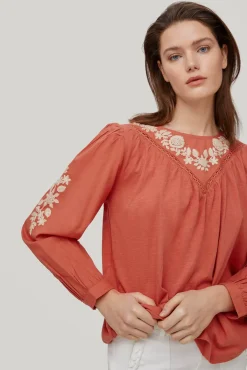 Camiseta Combinada Bordada Artesanal^Pedro del Hierro Cheap