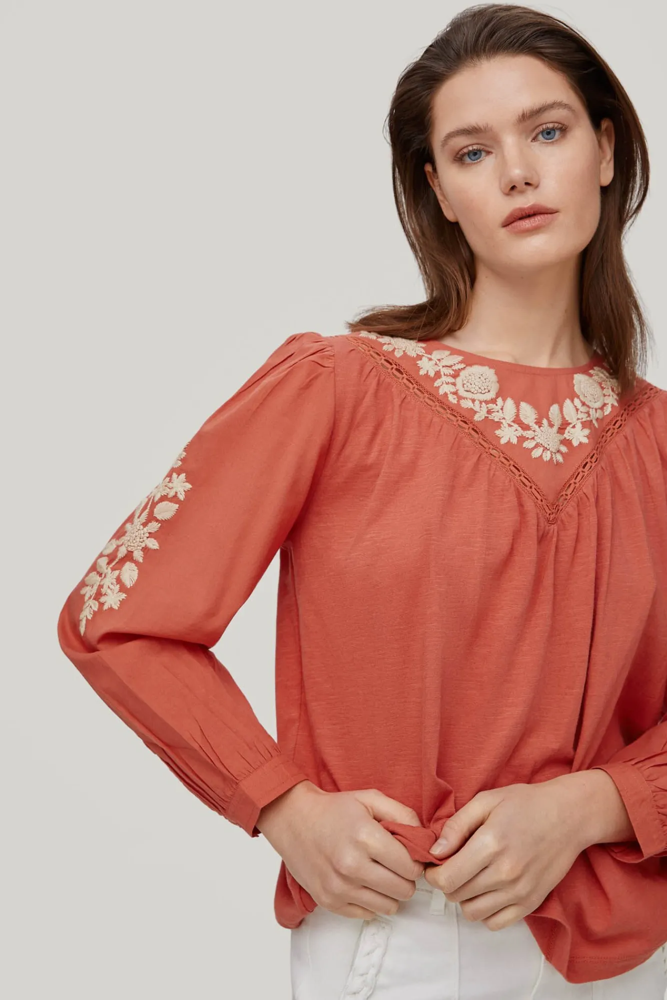 Camiseta Combinada Bordada Artesanal^Pedro del Hierro Cheap