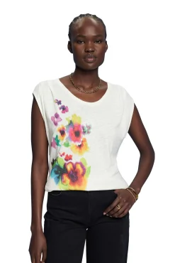 Camiseta Lino Manga Corta Estampada^Esprit Online